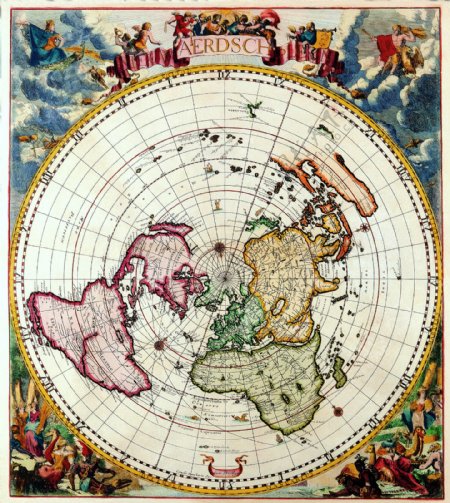 南北极彩色地图