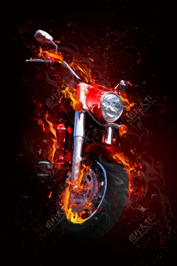 高清视觉燃烧摩托车