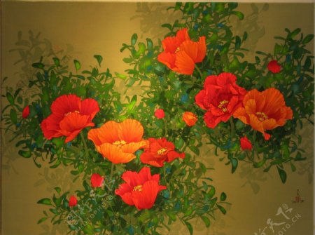 手绘花卉素材手绘中国风