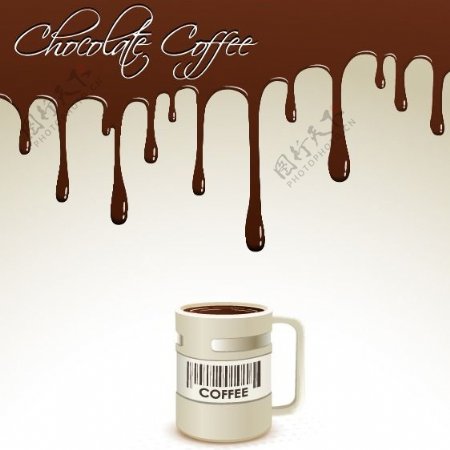 矢量咖啡元素花纹背景海报