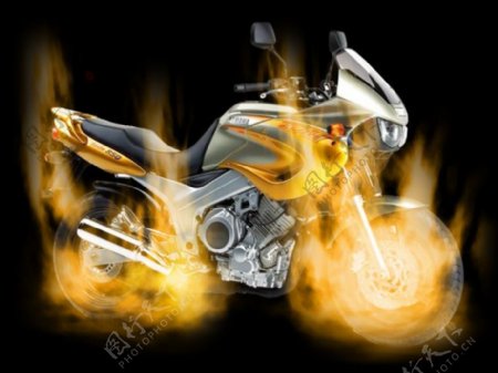 着火的摩托车psd源文件免费下载