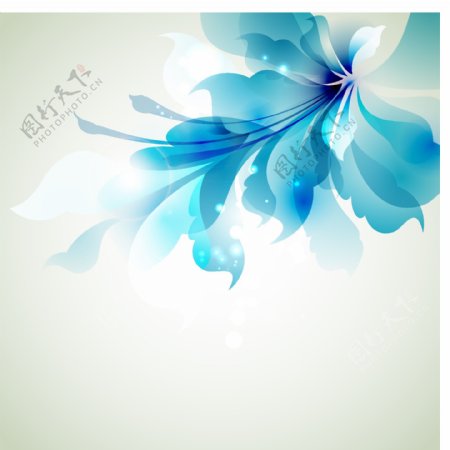 蓝色花朵横幅背景