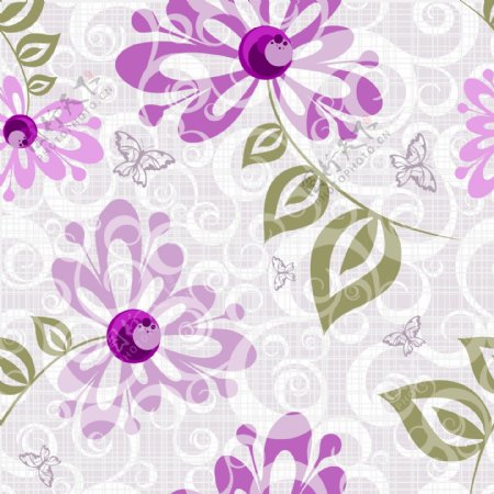 矢量素材紫色花卉背景