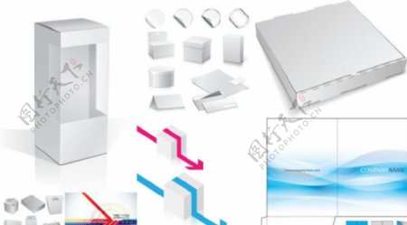 空白包装盒设计与分割线矢量素材