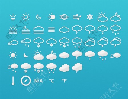 天气预报小图标PSD分层素材