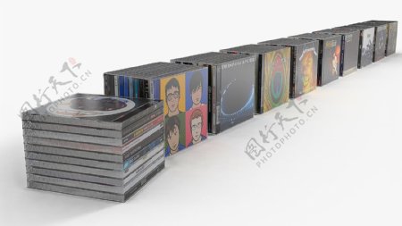 一组cd光碟3d模型图片