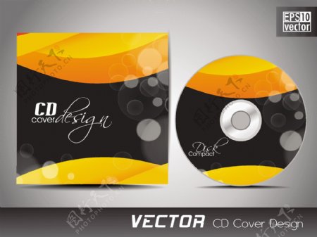 CD封面设计模板的演示空间复制和波浪的影响