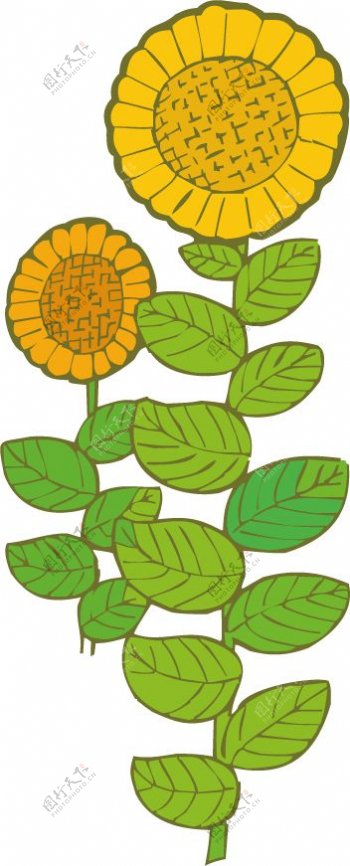 印花矢量图卡通植物向日葵色彩黄色免费素材