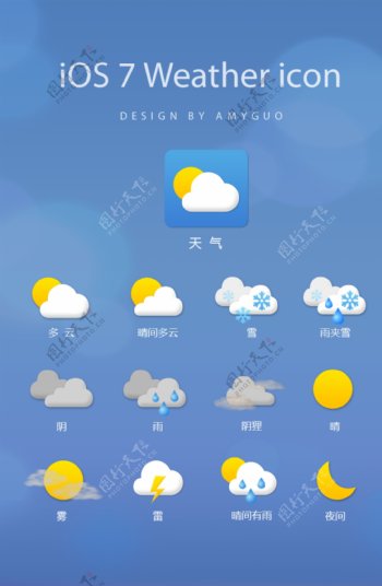 ios7风格天气图标图片