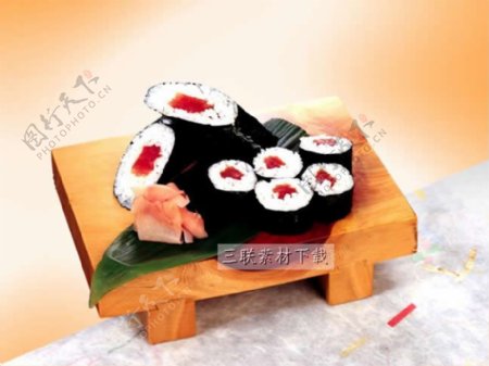 精美寿司美食背景ppt模板