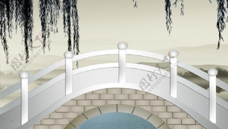 小桥中国风背景图片
