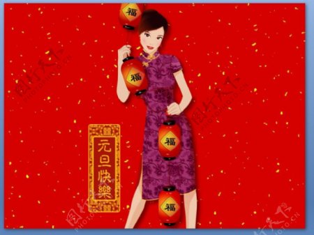 中国风美女旗袍