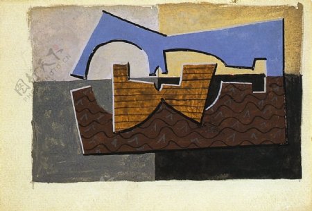 1920Guitare2西班牙画家巴勃罗毕加索抽象油画人物人体油画装饰画