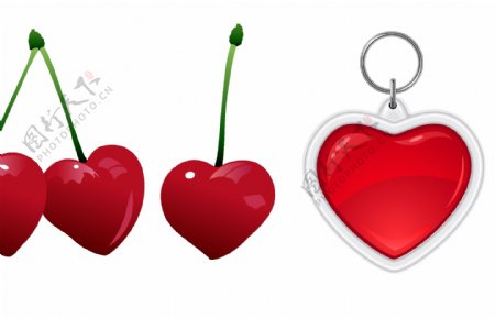 心形樱桃和心形钥匙扣
