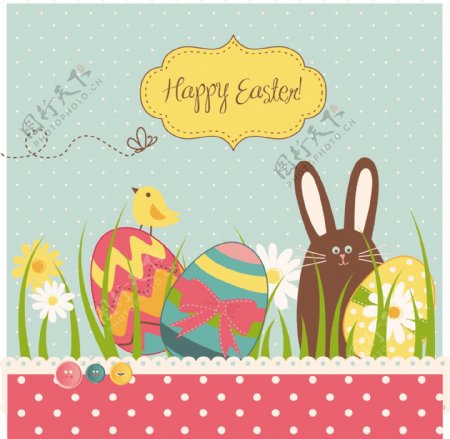 复活节的背景与可爱的巧克力兔