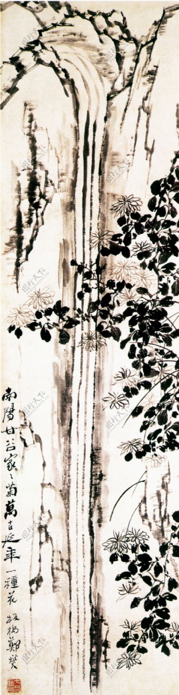 牡丹花竹子丹顶鹤白鹤梅花树枝柳絮飘絮杂草树干植物中国风中华艺术绘画