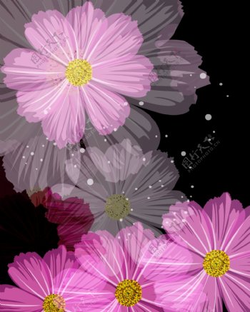 粉色花朵唯美可爱PSD素材