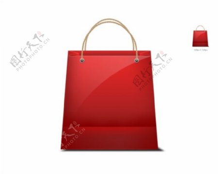 红色购物袋图标psd素材