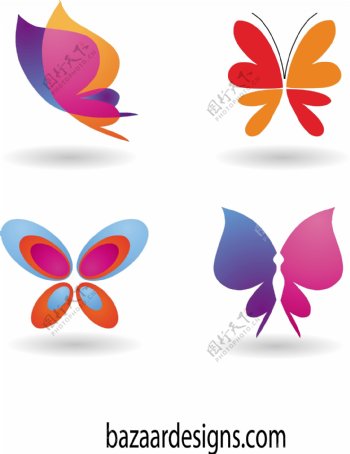 4丰富多彩的蝴蝶形状的矢量图形