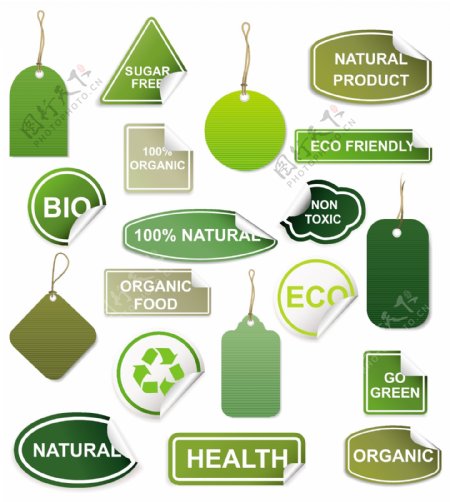 生态主题绿色标签矢量素材