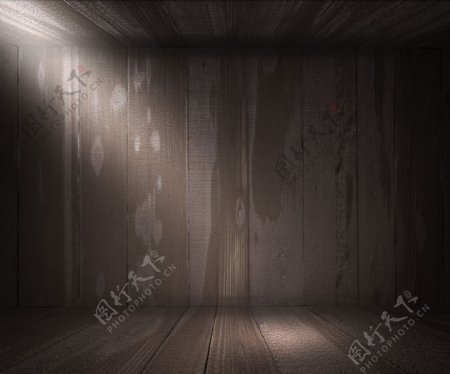 灰色的木聚光灯室背景纹理