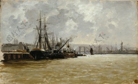 HaesCarlosdeThePortofRouenCa.1884画家古典画古典建筑古典景物装饰画油画