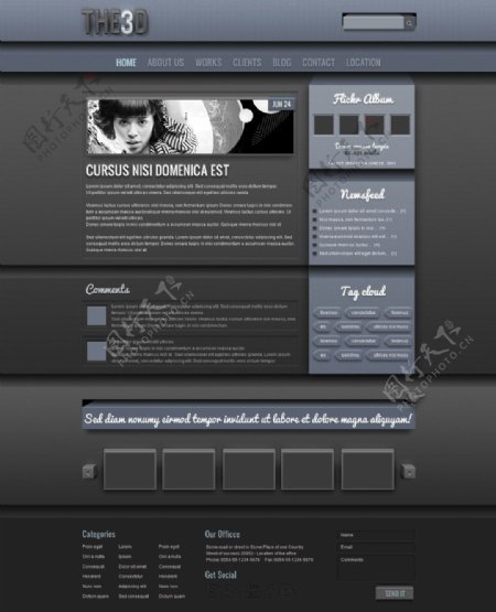 灰黑色系网页设计PSD分层模
