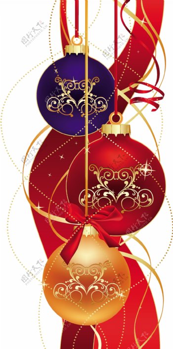 圣诞节花纹装饰彩球矢量素材
