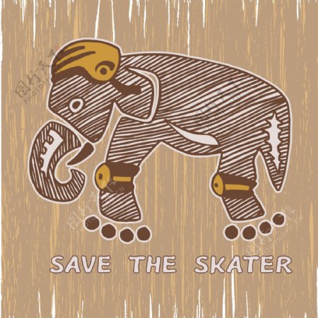 印花矢量图男童卡通动物大象文字免费素材