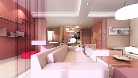 粉色客厅环境设计
