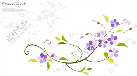 紫色花朵韩式潮流花纹矢量