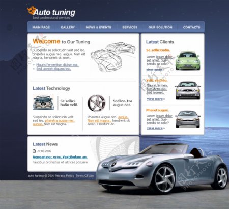 蓝色国外汽车产品网站设计素材
