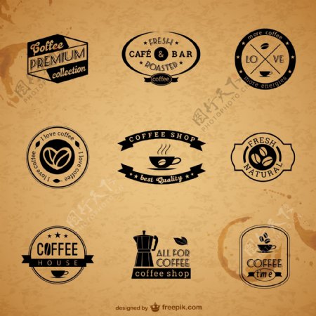 复古咖啡标签