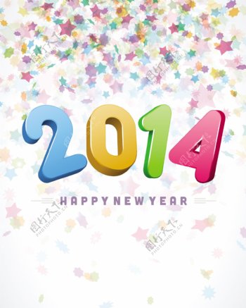 新年快乐2014字体矢量素材