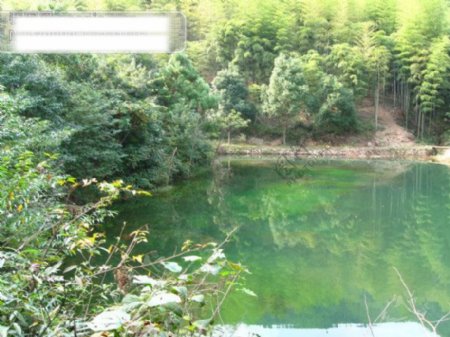 湖水水中倒影绿色植物九龙瀑一景