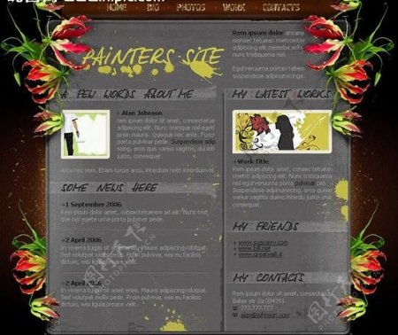 鲜花装饰个人网页模板图片