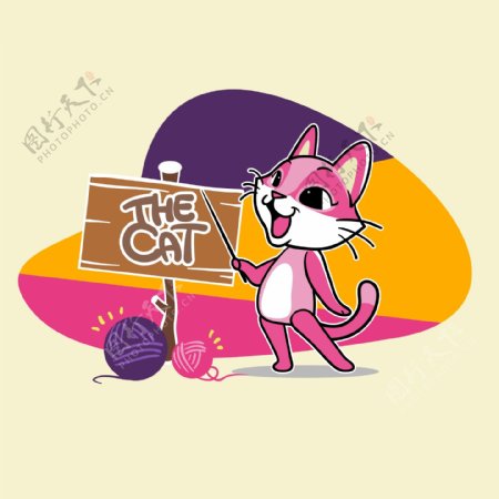 印花矢量图卡通卡通动物猫卡通静物免费素材