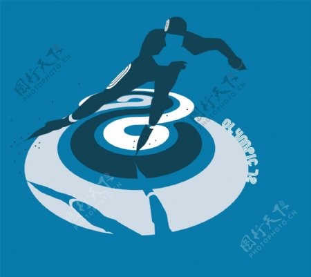 印花矢量图人物滑冰运动蓝色免费素材