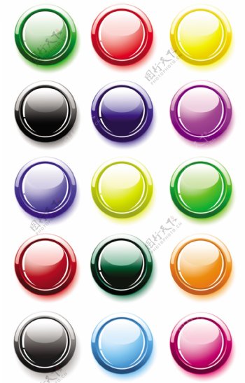 彩色圆形按钮矢量素材