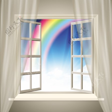 彩虹背景矢量打开的窗口