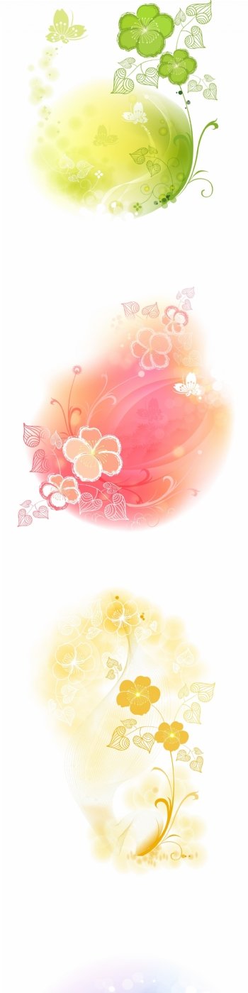 4软彩色花卉背景矢量素材