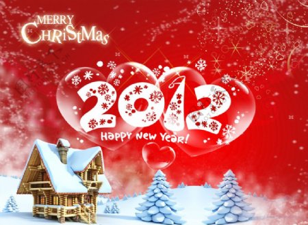 2012新年元旦圣诞快乐PSD分