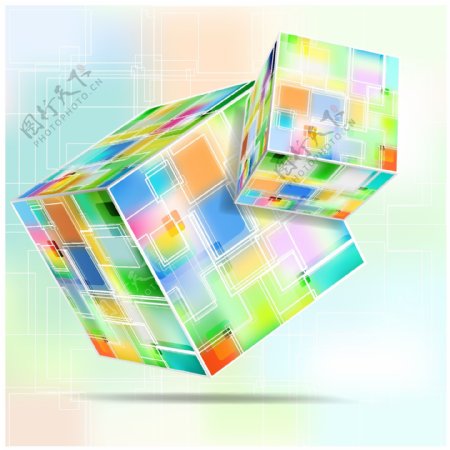 炫彩立方体背景矢量素材