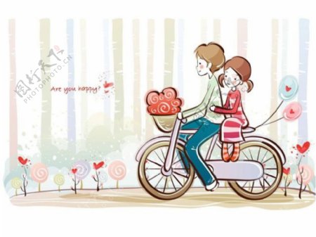 恋人骑脚踏车