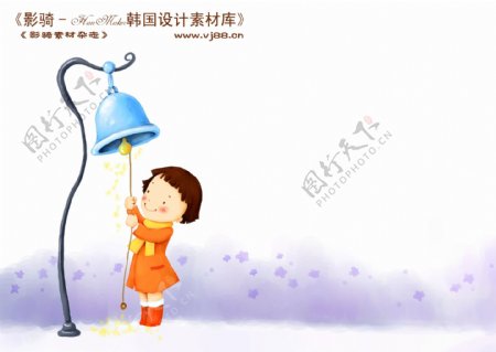 HanMaker韩国设计素材库背景卡通漫画可爱梦幻童年孩子女孩铃铛