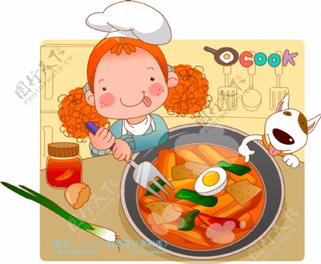 可爱胖女孩卡通漫画游玩生活矢量素材矢量图片HanMaker韩国设计素材库