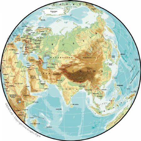 精美矢量世界地图素材亚洲球面地图