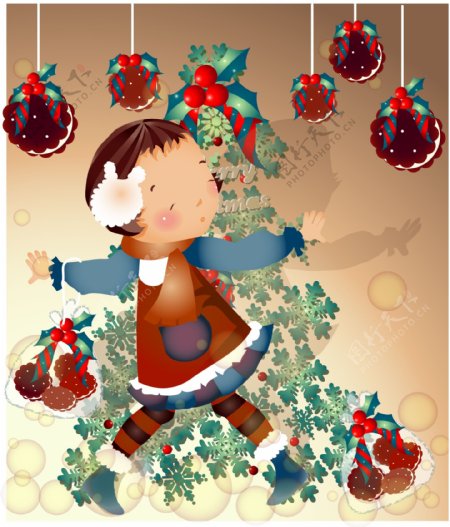 圣诞节主题韩国iclickart四季的可爱的女孩的相册