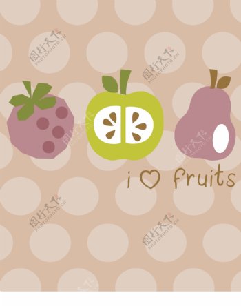 印花矢量图水果草莓梨苹果免费素材