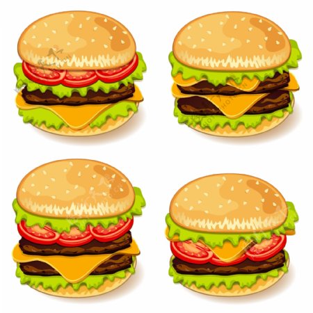 4个汉堡图标矢量素材